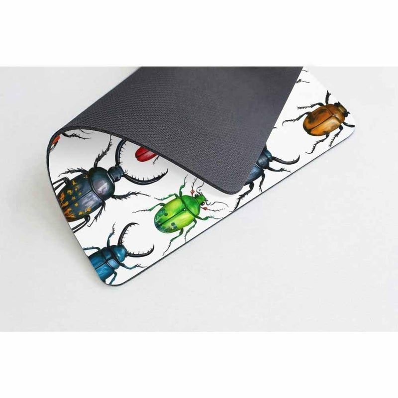 Smooffly Beetles Mouse Pad Custom,Colorful Kinds of Beetle Watercolor Hexapod Bug Personalized Rectangle Mouse Pad - Image 4